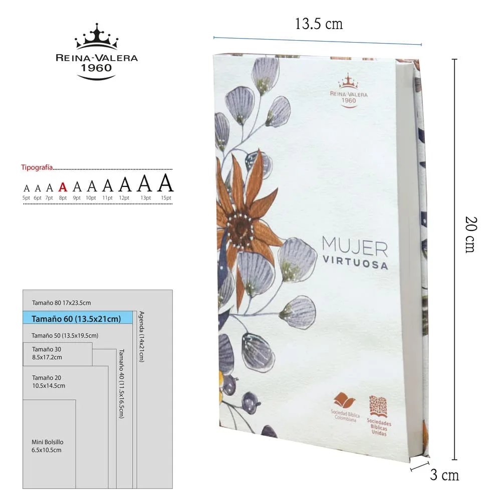 Biblia RVR1960 Blanca con Flores Tapa Flexible