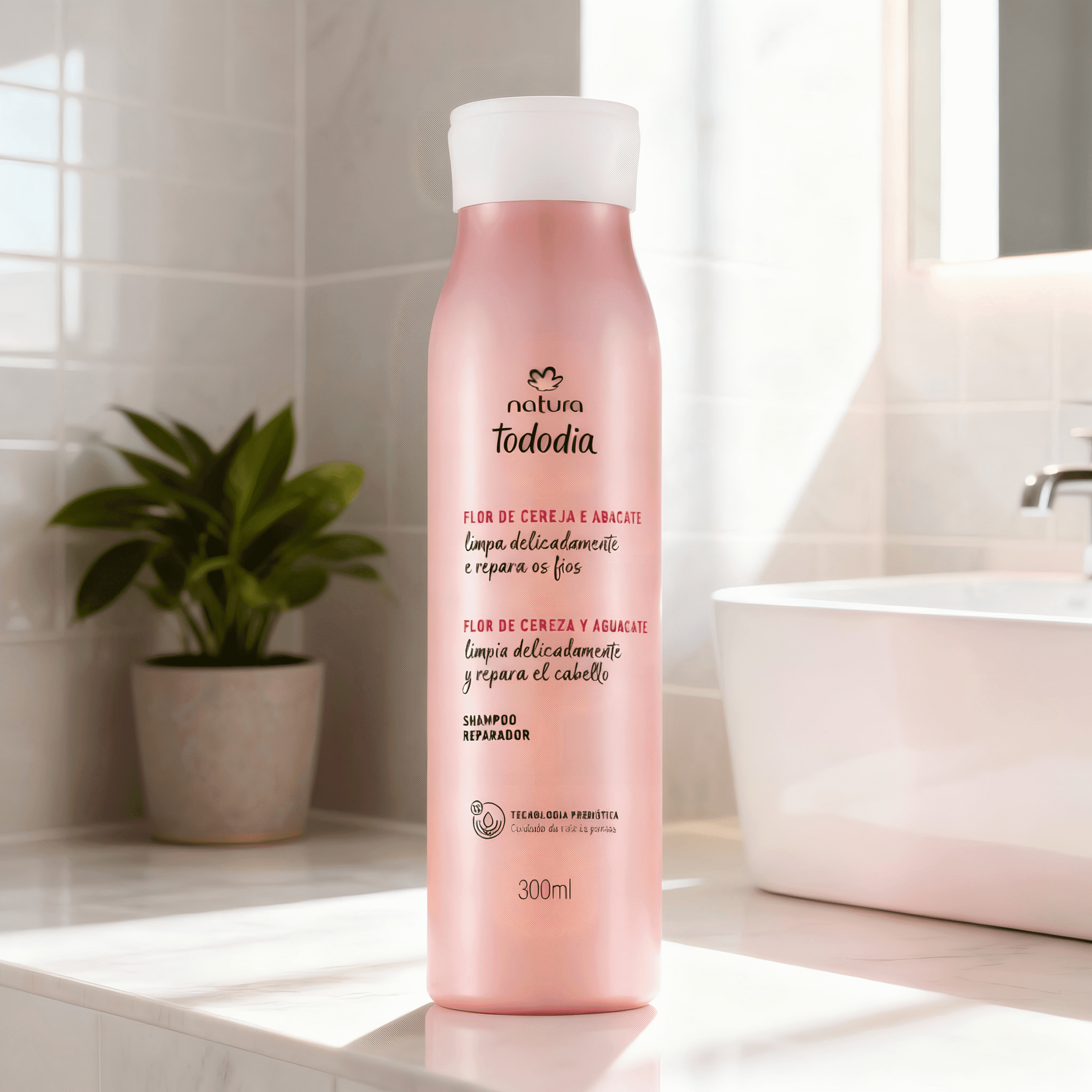 Shampoo reparador Natura Tododia flor de cereza y aguacate 300 ml